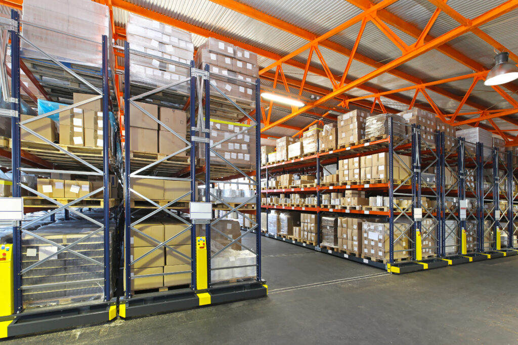 Mobile,Roller,Shelving,System,In,Distribution,Warehouse