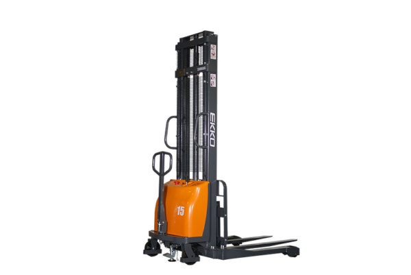 EKKO EA15A-138 Semi-Electric Straddle Stacker, 3,300 lbs Capacity, 138" Height