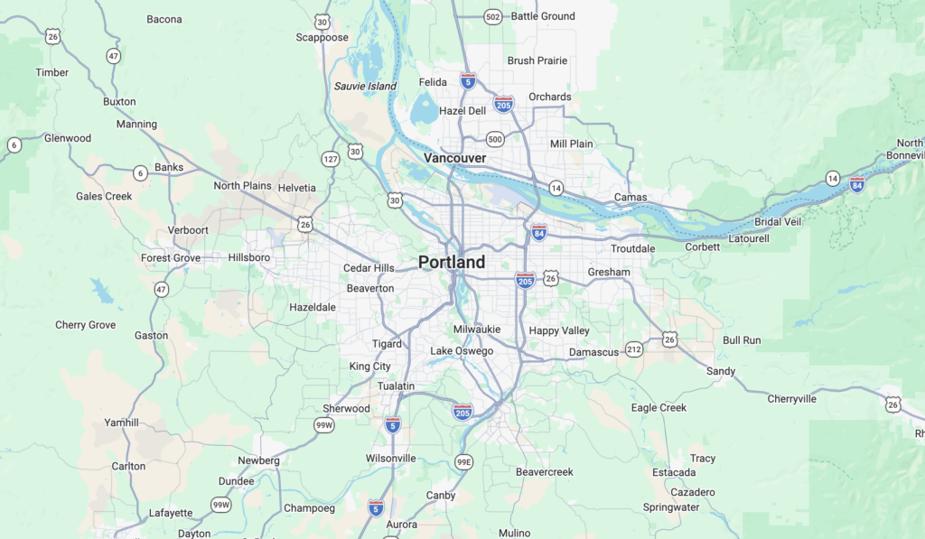 Portland Oregon on Maps